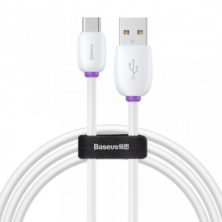 Cablu de date si incarcare , Baseus Purple Ring HW Quick Charger Usb la USB Type C 40W 1m Alb