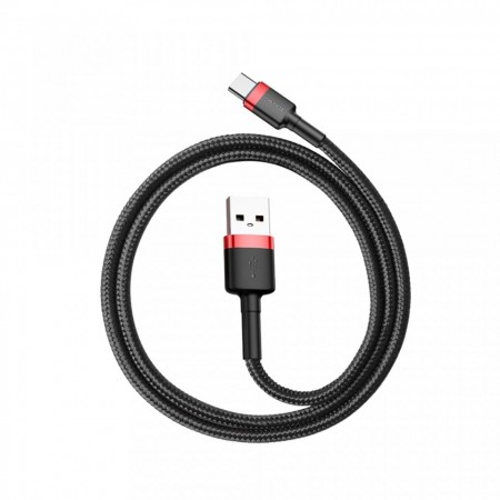 Cablu de date si incarcare USB-C , Baseus Cafule QC3.0 , 3A , 0.5 M , negru rosu - Img 7