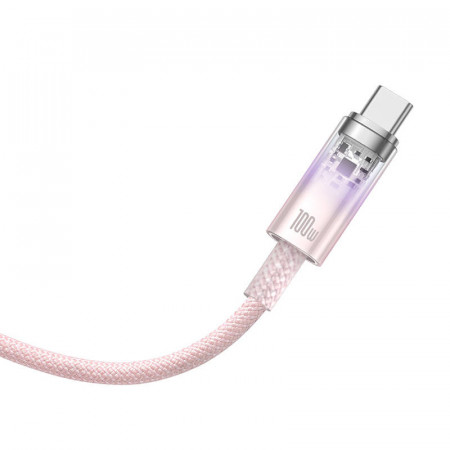 Cablu de incarcare rapida Baseus USB la USB-C 6A, 1 m (roz) - Img 4