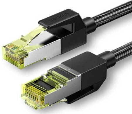 Cablu Ethernet RJ45 UGREEN NW150 Cat 7 F/FTP Braid 1m (negru)