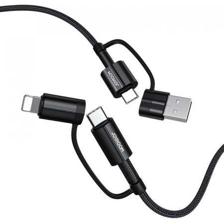 Cablu Joyroom 4in1 multifunction fast charging USB Type C / USB - USB Type C / Lighting Quick Charge Power Delivery 3 A 60 W 1,2 m black (S-1230G3)