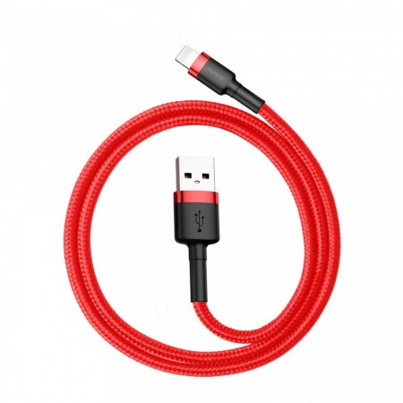 CABLU LIGHTNING PENTRU IPHONE, QC3.0 , 2.4A , 0.5M, BASEUS CAFULE DURABLE NYLON, ROSU - Img 5