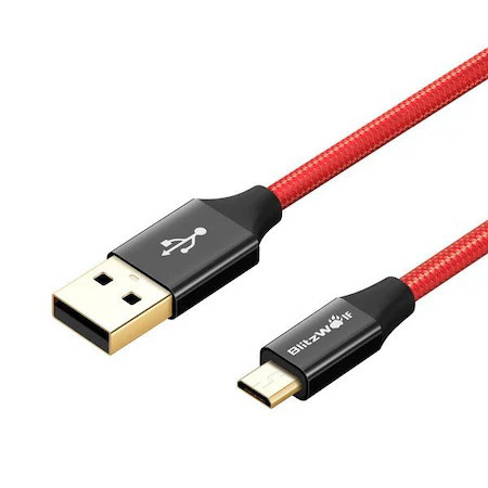 Cablu micro USB AmpCore Turbo BlitzWolf BW-MC8 1,8 m, roșu - Img 2