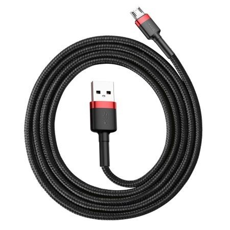 Cablu micro USB QC3.0 2.4A 1M, BASEUS Cafule Durable Nylon, negru + rosu - Img 6