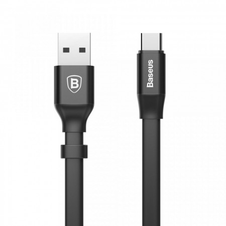 Cablu pentru incarcare , Baseus Nimble Flat, USB-USB-C, 0.23 M, 2A, negru