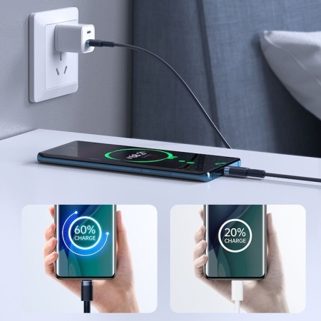 Cablu pentru incarcare si transfer de date Joyroom S-1830N9, 2x USB Type-C, PD 60W, 1.8m, Bleumarin - Img 4