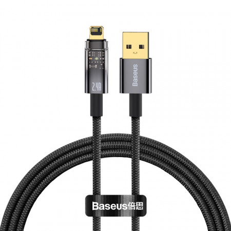 Cablu seria Baseus Explorer Cablu USB - Lightning 2.4A 1 m negru (CATS000401)