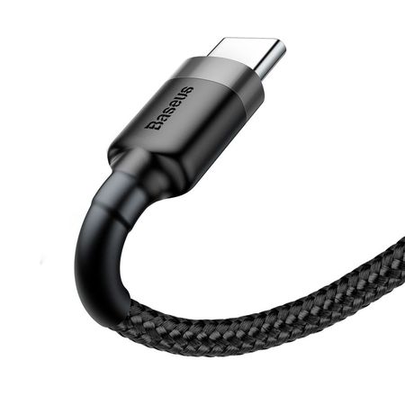 Cablu Type C , QC3.0 , 2.4A , 1M, BASEUS Cafule Durable Nylon, negru+gri - Img 2