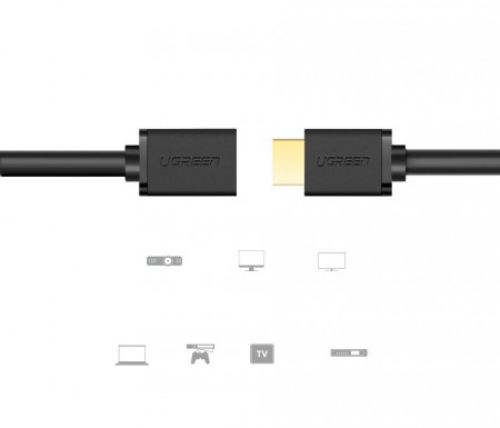 Cablu Ugreen HDMI (mama) - HDMI (tata) 4K 10,2 Gbps 340 Mhz audio ethernet 1 m black (HD107 10141) - Img 2