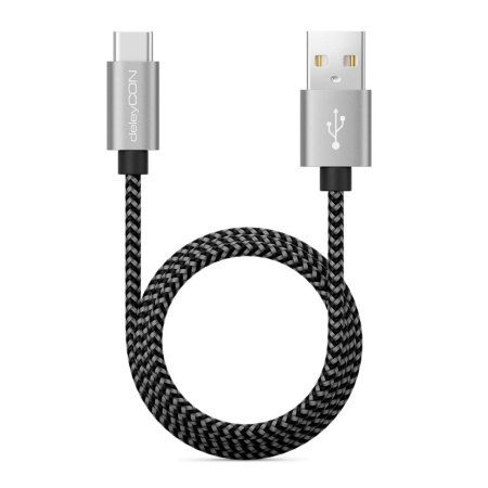 Cablu USB-C la USB-C deleyCON 2 m, Împletitură din Nailon, Conectori Metalici, Încărcare Rapidă și Sincronizare Date, pentru Smartphone și Tablete - Img 6