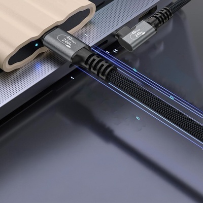 Cablu USB-C Thunderbolt 4 Wozinsky WPS2-UY41S, unghiular, 240W, 2m - Negru - Img 9