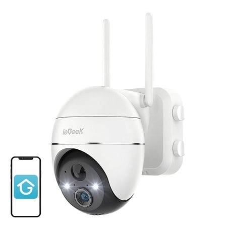 Camera WiFi wireless pentru exterior ieGeek ZS-GX1S, 3MP, alba, 5200mAh