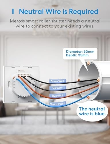 Comutator pentru rulouri Meross (necesar cablu neutru), set de 4 intrerupatoare pentru perdele de fereastră compatibile cu HomeKit, Alexa si Google Home, control vocal si telecomanda - Img 4