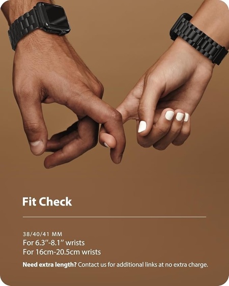 Curea de ceas Fullmosa compatibilă cu Apple Watch, 41 mm, 40 mm, 38 mm, curele metalice din oțel inoxidabil pentru SE, seria 9/8/7/6/5/4/3/2/1 pentru bărbați și femei, curele iWatch, negru - Img 2