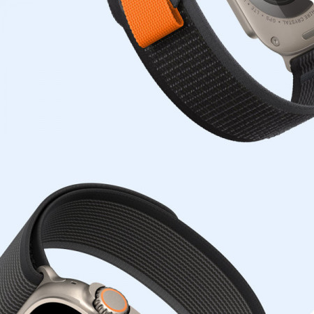 Curea sport Velcro pentru Apple Watch 8 / 7 / 6 / SE / 5 / 4 / 3 / 2 / 1 (38, 40, 41 mm) Curea Dux Ducis Versiune YJ - Negru / Gri - Img 6