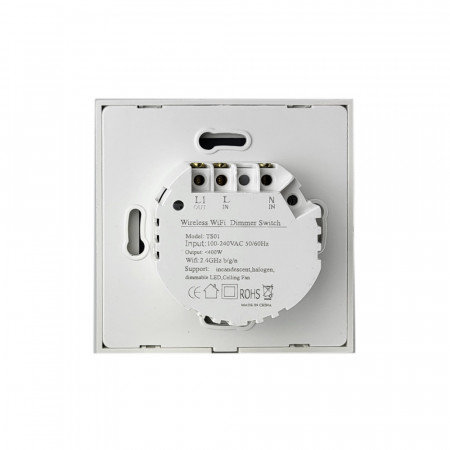 Dimmer SmartWise, compatibil cu aplicatia eWeLink, comutator tactil Wi-Fi (cu panou frontal din sticla alba) - Img 3