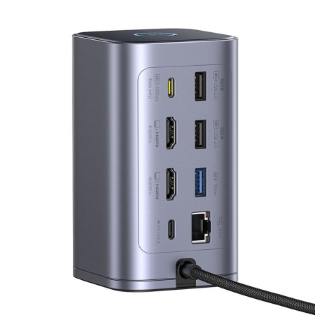 DOCKING STATION Baseus Spacemate RD1 12 in 1, input USB Type-C, output 2xHDMI 4K@60Hz, 2xUSB-C (10Gbps), 2xUSB-A (5Gbps), 2xUSB, 1xRJ45, card reader SD/micro SD, 1XUSB-C (PD), gri - Img 8