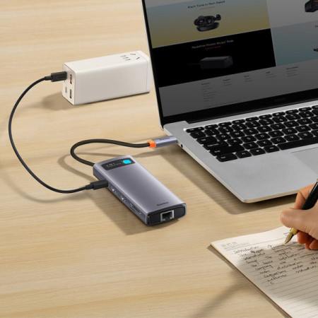 Docking Station HUB 9 in 1 USB Type C - 2 x HDMI / 2 x USB 3.2 Gen. 1/1 x USB 2.0 / 1 x Power Delivery / 1 x SD card reader / 1 x TF card reader / 1 x RJ-45 gray (WKWG060013) - Img 4