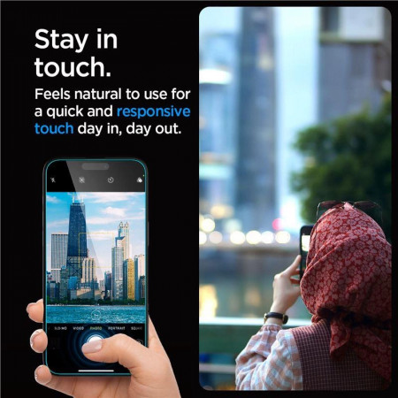 Folie protectie Spigen GLAS.TR "EZ FIT" IPHONE 15 PRO CLEAR - Img 5