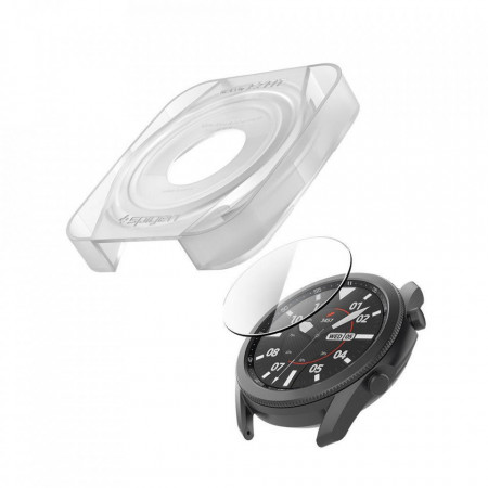 Folie sticla transparenta cu sistem de montare Spigen GLAS.tR EZ FIT Samsung Galaxy Watch 3 (45mm) 2-Pack - Img 4