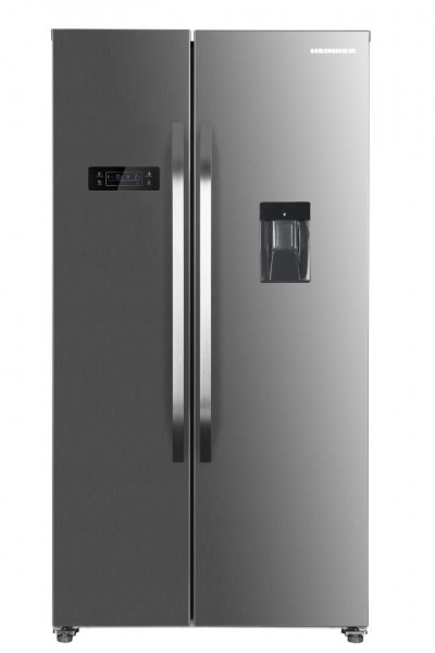 Frigider side by side Heinner HSBS-H439NFXWDE++, 433 l, No Frost, Display, Dozator de apa, Functie smart, Functie congelare si racire rapida, Clasa E, H 176.5 cm, Aspect inox