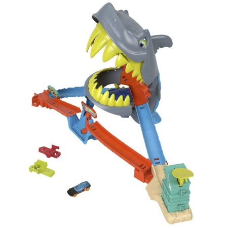 HOT WHEELS CITY PISTA DE CURSE PLAJA RECHINULUI CHOMP CU MASINUTA INCLUSA - Img 3