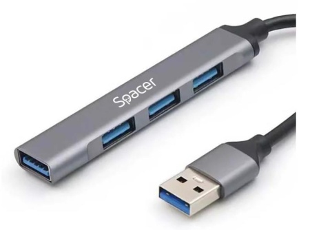 HUB extern Spacer USB 3.0, negru - Img 3