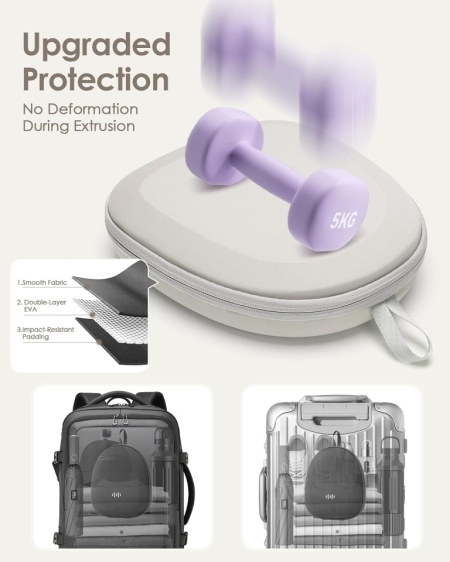 Husă de protecție rigidă pentru căști over-ear, carcasă transport rezistentă la șocuri și stropi, compatibilă JBL, Sony, Soundcore, Bose, Beribes, buzunar plasă cabluri, Crem - Img 7