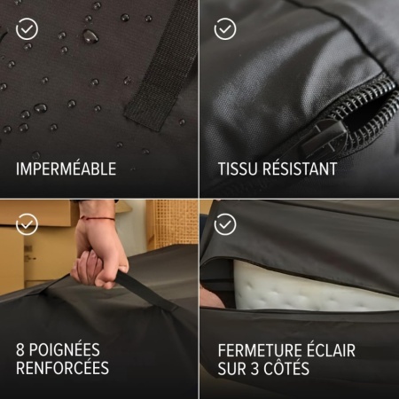 Husă de Protecție și Transport pentru saltea pat 160x200 cm Dreamway, Sac Impermeabil cu Fermoar și 8 Mânere, 100% Poliester Reutilizabil, Certificare Oeko-Tex - Img 2