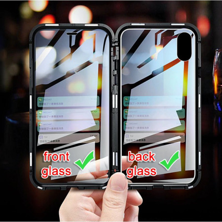 Husa protectoare Wozinsky magnetic 360 iPhone XS Max - transparent/negru - Img 5