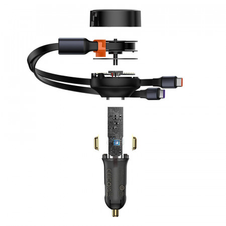 Incarcator auto Baseus Enjoyment cu cablu USB-C, 33W (negru) - Img 3