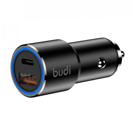 Incarcator auto Budi, USB + USB-C, 36 W (negru)