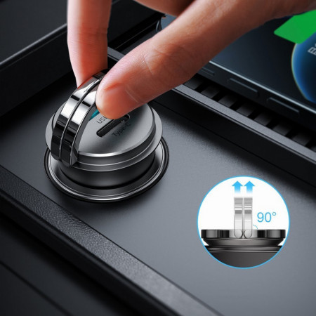 Incarcator auto Joyroom mini dual port USB Type C / USB 45 W 5 A Power Delivery Quick Charge 3.0 AFC SCP blue (C-A35) - Img 2