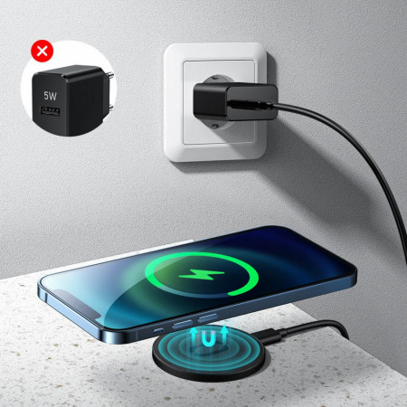 Incarcator Qi fara fir Joyroom 15 W pentru iPhone (compatibil MagSafe) + cablu USB tip C albastru (JR-A28) - Img 7