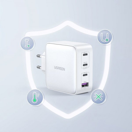 Incarcator rapid GaN 3xUSB C / USB 100W PPS Ugreen CD226 - alb - Img 3