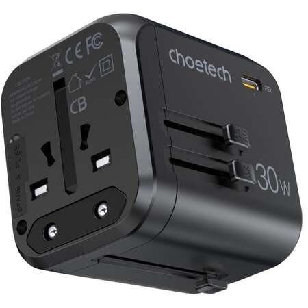 Incarcator Retea Choetech PD5008 3xUSB-A 2xUSB-C GaN 35W US/EU/UK/AU Negru - Img 3