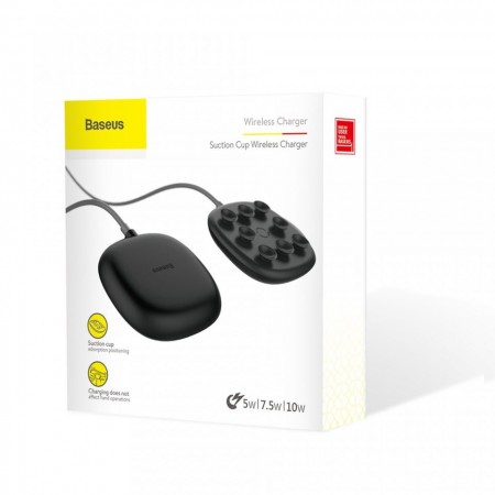 Incarcator wireless original Baseus Suction Cup Wireless , incarcare rapida , safe , QI charge , negru - Img 8