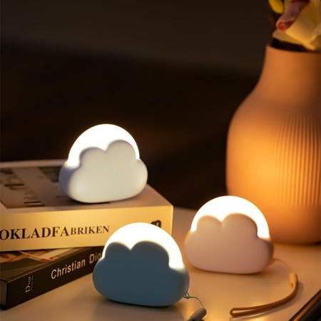 Lampă de Noapte LED în Formă de Nor (Cloud Night Light), Intensitate Reglabilă, 2 Moduri de Culoare, Acumulator 1200 mAh, Mâner din Silicon, Alb - Img 5