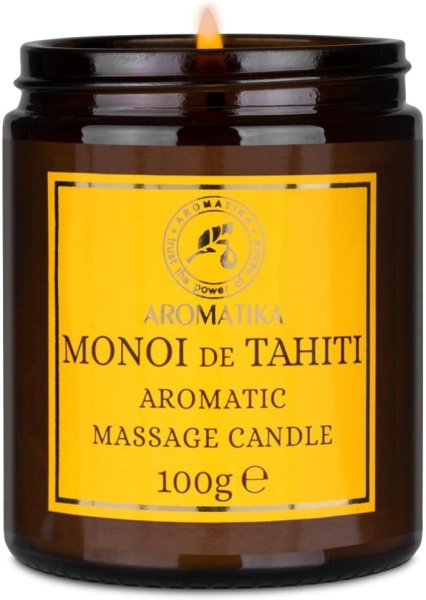 Lumânare pentru Masaj Cald Monoi de Tahiti 100 g, din Ceară Naturală de Soia, Ulei de Cocos și Oleorășină de Vanilie, Ulei Hidratant de Corp, Aromaterapie și Relaxare - Img 10