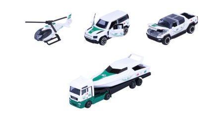 MAJORETTE SET 4 MASINUTE DE POLITIE DUBAI METALICE MERCEDES AMG 7.5CM - Img 2