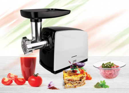 Masina de tocat carne Heinner MG-2100BKWH, 2100 W, accesoriu rosii, Cutit Inox, Negru/Alb - Img 4