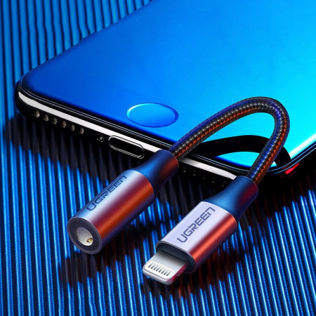 Mini jack 3,5 mm Ugreen - cablu adaptor Lightning MFI (Made For iPhone) 10 cm negru (US211 30756) - Img 3