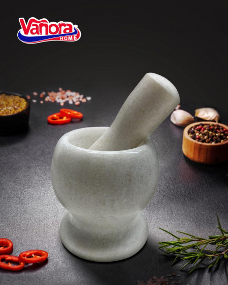 MOJAR CU PISTIL MARMURA, DIA 9.5 CM,ALB - Img 2