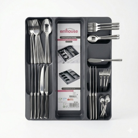 Organizator Tacâmuri EMHOUSE Smart, 43 x 43.5 x 5 cm, Antracit/Gri - Img 2
