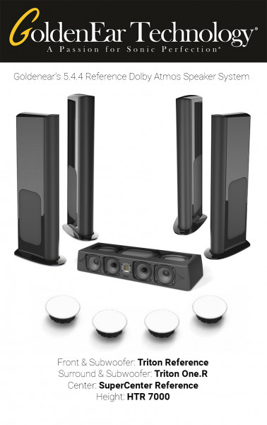 Pachet boxe Dolby Atmos 5.4.4 Reference cu Goldenear Triton Reference, SuperCenter Reference, Triton One.R si HTR7000