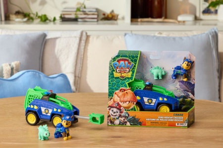 PATRULA CATELUSILOR FILMUL CU DINOZAURI SET DINO VEHICUL DE POLITIE CU FIGURINA CHASE SI ACCESORII 15CM - Img 2