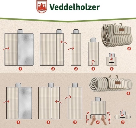Pătură de picnic și plajă XXL Veddelholzer, 200 x 200 cm, impermeabilă, rezistentă la nisip, strat termoizolant și căptușeală moale, pliabilă tip geantă, lavabilă - Img 7