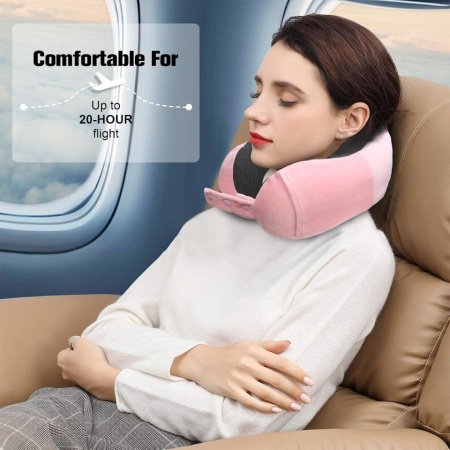 Pernă de Călătorie Ergonomică din Spumă cu Memorie pentru Avion, Ajustabilă și Compactă, cu Dopuri de Urechi, Mască de Ochi și Geantă de Transport - Img 5