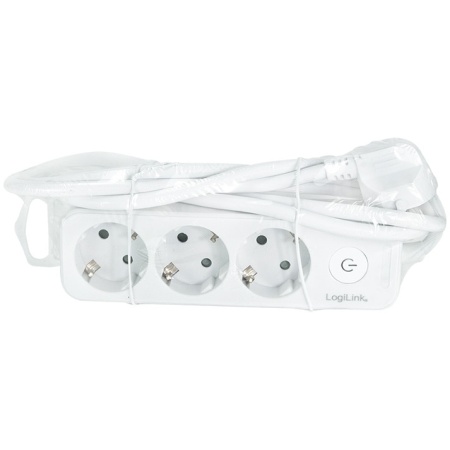 PRELUNGITOR LOGILINK, Schuko x 3, cablu 3G 1.5mm2, 230 V/16 A, 50 Hz, max. 3600 W, buton intrerupator iluminat, IP20, 1.5m, alb "LPS244" - Img 4