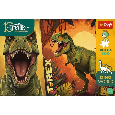 PUZZLE TREFL 100 FAMILIA TREFLIK DINO WORLD T REX - Img 3